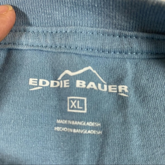 Eddie Bauer Shirt Men XL short sleeve light blue cotton blend mens T-shirt - Picture 6 of 7